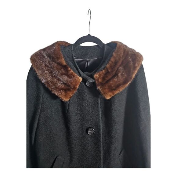 RICEMOR Vintage Wool Mink Collar Coat - Size 12 - Picture 3 of 12